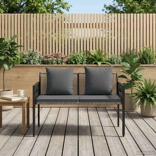 Vanjske klupe 2 -Seater 116 x 56 x 75 cm poliratan - siva i tamnosiva Cijena