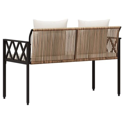 Vanjske klupe 2 -Seater 116 x 56 x 75 cm poliratan - Smeđa i krem ​​bijela Cijena