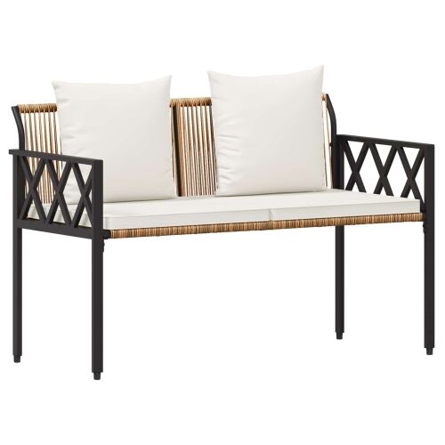 Vanjske klupe 2 -Seater 116 x 56 x 75 cm poliratan - Smeđa i krem ​​bijela Cijena