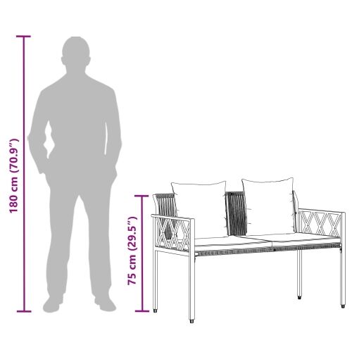Vanjske klupe 2 -Seater 116 x 56 x 75 cm poliratan - siva i modra Cijena