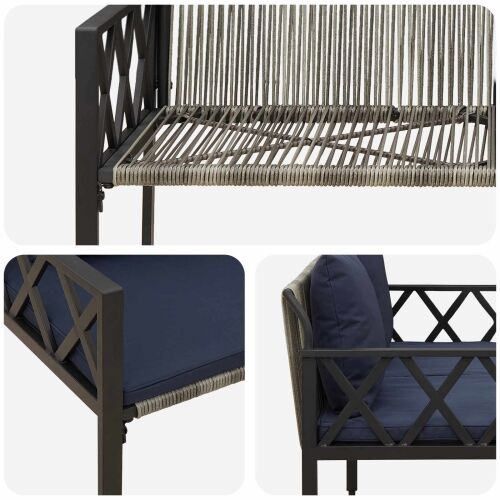 Vanjske klupe 2 -Seater 116 x 56 x 75 cm poliratan - siva i modra Cijena