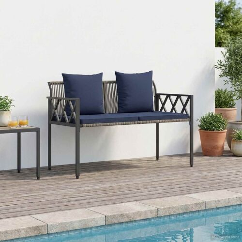 Vanjske klupe 2 -Seater 116 x 56 x 75 cm poliratan - siva i modra Cijena
