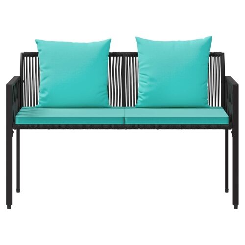 Vanjske klupe 2 -Seater 116 x 56 x 75 cm poliratan - Crna i tirkizna Cijena
