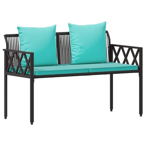 Vanjske klupe 2 -Seater 116 x 56 x 75 cm poliratan - Crna i tirkizna Cijena