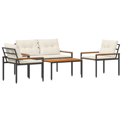 Set vanjskog namještaja 4 kom. Krem bijela poliratan - Krem bijela 2x chair + bench + table Cijena