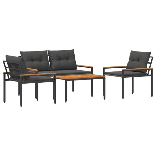 Set vanjskog namještaja 4 kom. Tamnosiva poliratan - Tamnosiva 2x chair + bench + table Cijena