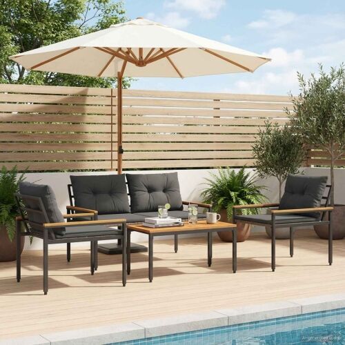 Set vanjskog namještaja 4 kom. Tamnosiva poliratan - Tamnosiva 2x chair + bench + table Cijena