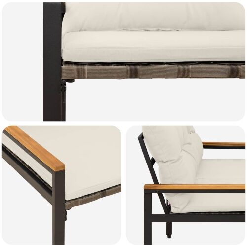 Vanjska klupa 2 -Seater 116 x 67,5 x 72 cm poliratan - Krem bijela Cijena