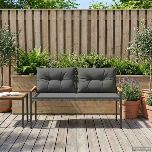 Vanjska klupa 2 -Seater 116 x 67,5 x 72 cm poliratan Tamnosiva - Tamnosiva Cijena