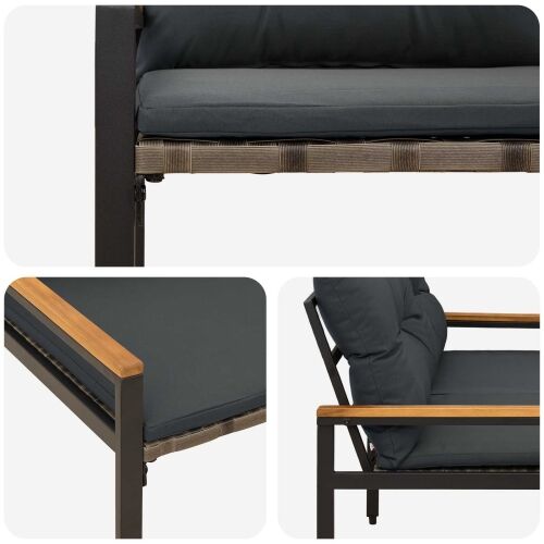 Vanjska klupa 2 -Seater 116 x 67,5 x 72 cm poliratan Tamnosiva - Tamnosiva Cijena
