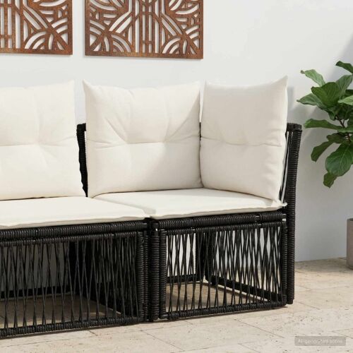 Kutna sofa Crna poliratan - Crna Kutna sofa Cijena