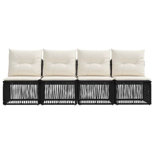 4-sjedala sofa 4 kom. 4-Broj sjedala Crna poliratan - Crna Kauč za 4 osobe Cijena