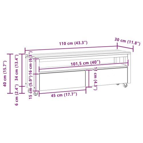 TV ormar 110 x 30 x 40 cm Prirodna Čvrsto teak drvo - 110 x 30 x 40 cm (debljina vrha 2 cm) Cijena