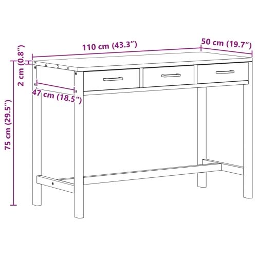 Stol s ladicama Prirodna Čvrsto teak drvo 110 x 50 x 75 cm - 110 cm Cijena