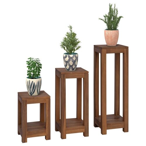 Stalak za biljke 3 kom. Prirodna 25 x 25 x 80 cm - 3 Cijena