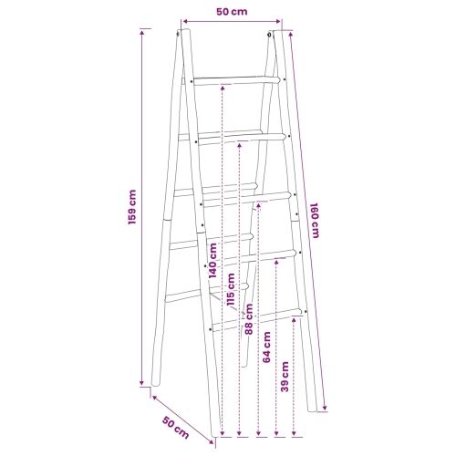 Ljestve za deke s obje strane Crna 50 x 50 x 159 cm Bambus - 50 x 50 x 159 cm Crna Cijena