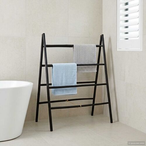 Ljestve za deke s obje strane Crna 90 x 50 x 100 cm Bambus - 90 x 50 x 100 cm Crna Cijena