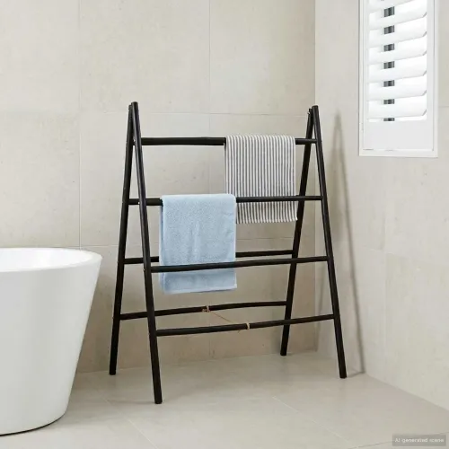 Ljestve za deke s obje strane Crna 90 x 50 x 100 cm Bambus - 90 x 50 x 100 cm Crna Cijena