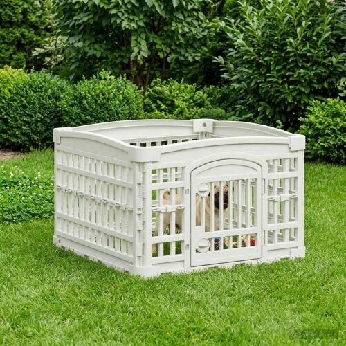 Igraonica za pse s 4 panela 60 x 60 x 38 cm Plastika Bijela - bez baze 60 x 60 x 38 cm Cijena