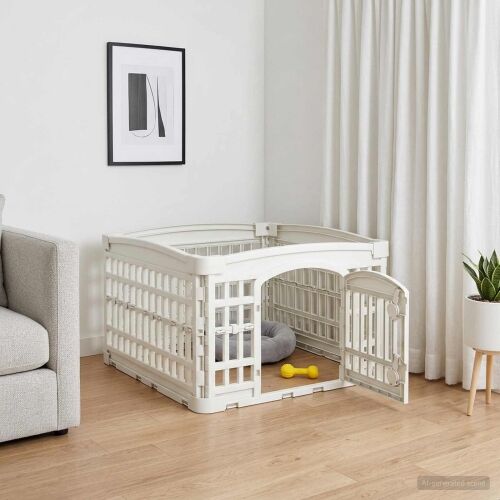Igraonica za pse s 4 panela 60 x 60 x 38 cm Plastika Bijela - bez baze 60 x 60 x 38 cm Cijena