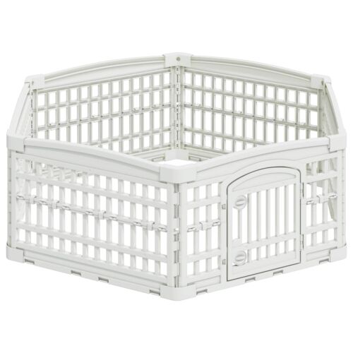 Ograda za Pse s 6 Panoa 122 x 106,5 x 40 cm Plastika Bijela - bez krova i osnovice 122 x 106,5 x 40 cm Cijena