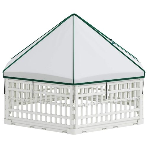 Ograda za Pse s 6 Panoa 122 x 106,5 x 82 cm Plastika Bijela - s krovom i podlogom 122 x 106,5 x 82 cm Cijena