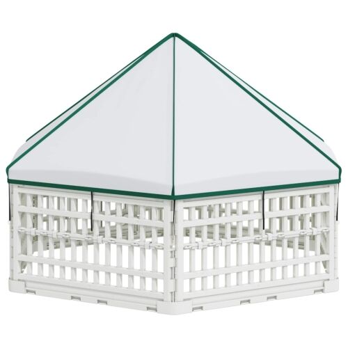 Ograda za Pse s 6 Panoa 122 x 106,5 x 82 cm Plastika Bijela - s krovom i podlogom 122 x 106,5 x 82 cm Cijena