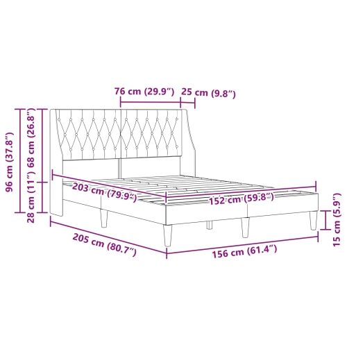 Okvir za krevet Tamnosiva 153 x 203 cm Baršun - 152 x 203 cm Cijena