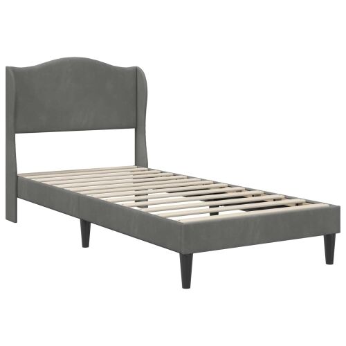 Okvir za krevet s uzglavljem Tamnosiva 90 x 190 cm Baršun - Tamnosiva 90 x 190 cm Cijena