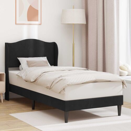 Okvir za krevet s uzglavljem Crna 90 x 190 cm Baršun - Crna 90 x 190 cm Cijena