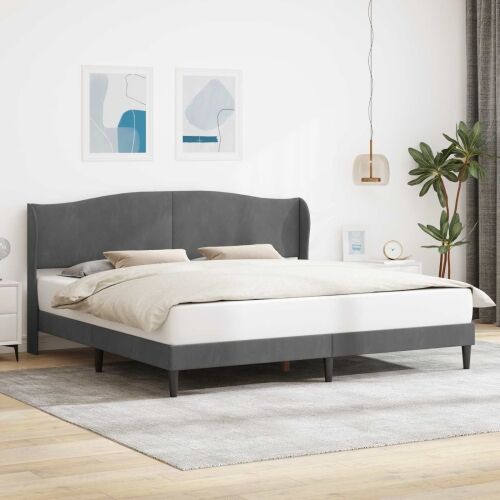 Okvir za krevet Tamnosiva 200 x 200 cm Baršun - Tamnosiva 200 x 200 cm Cijena