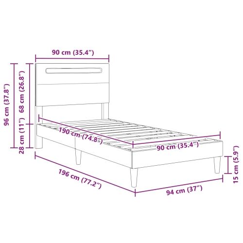 Okvir za krevet Crna 90 x 190 cm Umjetna koža - Crna 90 x 190 cm Cijena