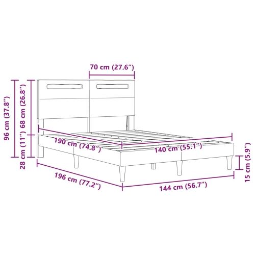 Okvir za krevet Siva 140 x 190 cm Umjetna koža - Siva 140 x 190 cm Cijena