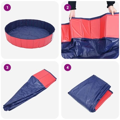 Bazen za pse Ø300 x 38 cm Debeli PVC Crvena - Crvena 300 x 38 cm Cijena