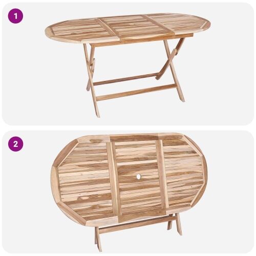Preklopni vrtni stol Prirodna 160 x 80 x 76 cm Čvrsto teak drvo Cijena