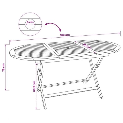 Preklopni vrtni stol Prirodna 160 x 80 x 76 cm Čvrsto teak drvo Cijena