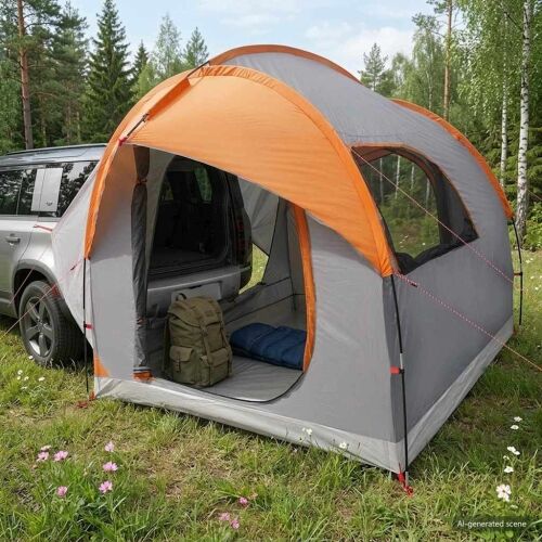Šator za auto s krovom Siva i narančasta 239 x 210 x 210 cm - Siva i narančasta Cijena