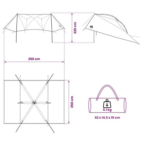 Šator za auto 350 x 250 cm Siva i narančasta Poliester i čelik - Siva i narančasta 350 x 250 x 220 cm Cijena