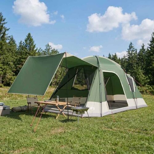Kabinski šator s krovom Zelena 8 osoba Poliester i čelik - Zelena 8 osoba Cijena