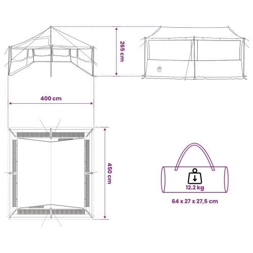 Obiteljski šator Zelena 450 x 400 x 265 cm Poliester i čelik - Zelena 450 x 400 x 265/165 cm Cijena