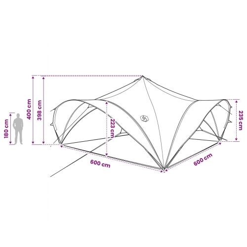 Šator za svadbe - šator za zabave s krovom Siva i narančasta 600 x 600 x 400 cm - Siva i narančasta 600 x 600 x 398 cm Cijena