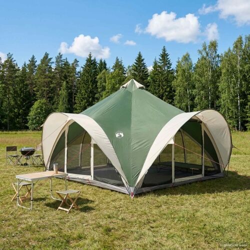 Tipi šator s krovom Zelena Za 18 osoba Poliester i čelik - Zelena 500 x 500 x 350 cm Cijena