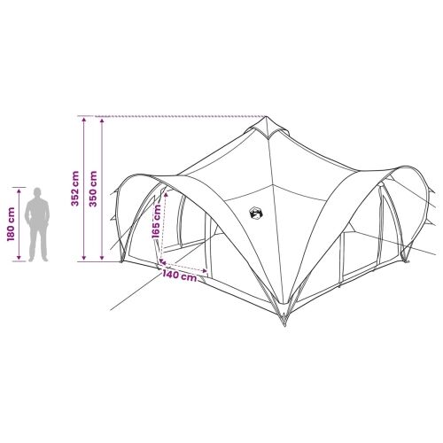 Tipi šator s krovom Zelena Za 18 osoba Poliester i čelik - Zelena 500 x 500 x 350 cm Cijena