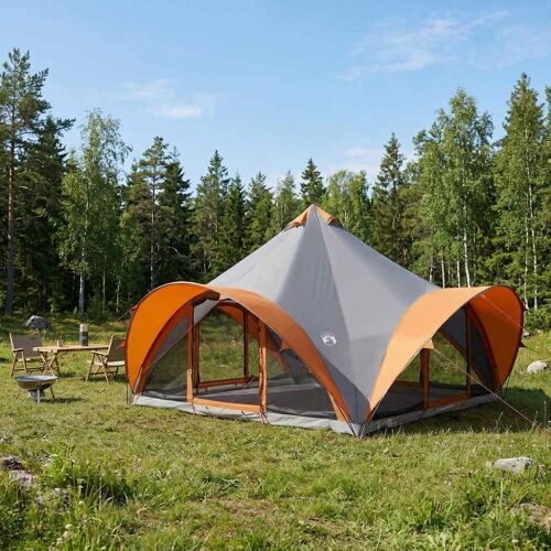 Tipi šator Siva i narančasta Za 18 osoba Poliester i čelik - Siva i narančasta 500 x 500 x 350 cm Cijena