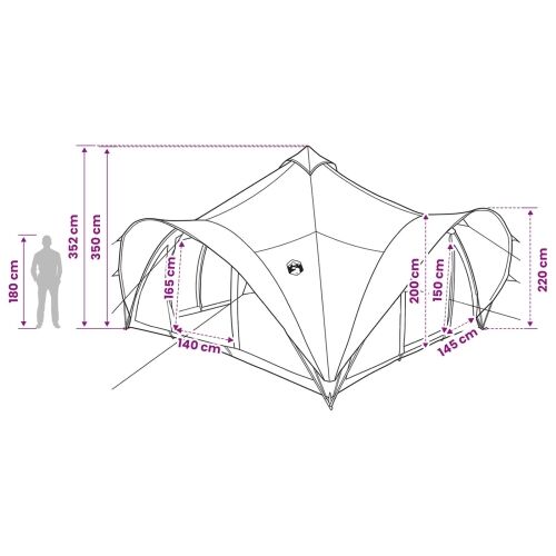 Tipi šator Siva i narančasta Za 18 osoba Poliester i čelik - Siva i narančasta 500 x 500 x 350 cm Cijena