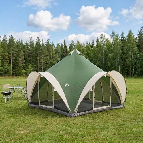 Tipi šator s krovom Zelena 6 osoba Poliester i čelik - Zelena 400 x 400 x 320 cm Cijena