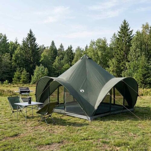 Tipi šator s krovom Vojska zelena 6 osoba Poliester i čelik - Vojska zelena 400 x 400 x 320 cm Cijena