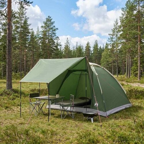 Kamping šator 4-osobni Zelena Poliester i čelik - Zelena 4 osoba Cijena