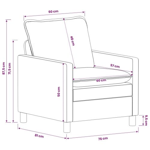 Sofa Svjetlosiva 76 x 81 x 87,5 cm Poliester - Svjetlosiva 60 cm Cijena