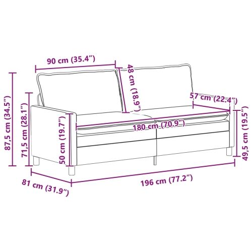 Sofa Crna 196 x 81 x 87,5 cm Tkanina - Crna 180 cm Cijena